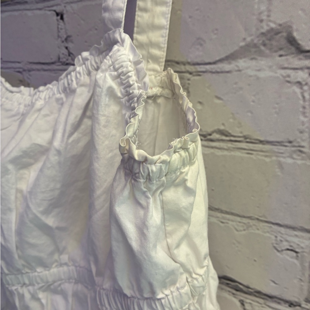 MADEWELL Women's White Poplin Sophia Peplum Top Sleeveless Tie Back Sz Large GUC - Picture 2 of 5